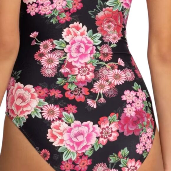 JOHNNY WAS PINK FLORAL RUCHED ONE PIECE. - RETAIL $198 - Picture 9 of 16